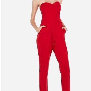 Hot Pink Express Sweetheart Jumpsuit WITH POCKETS